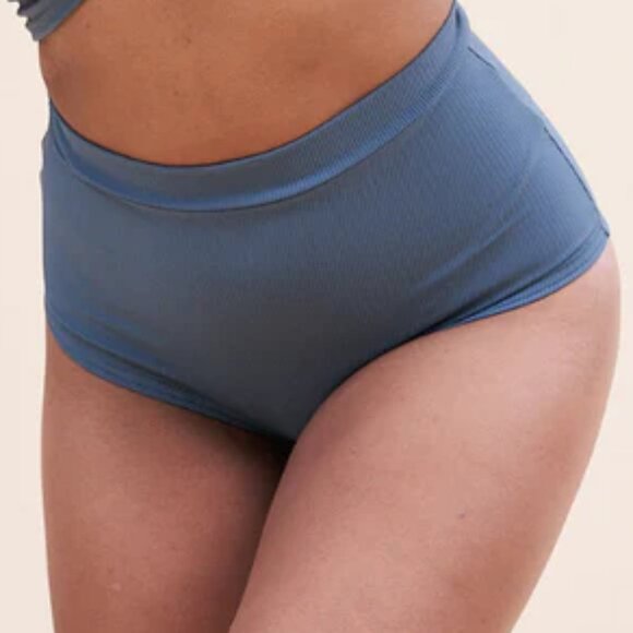 Lunalae High Wait Pole Shorts in Steel Blue NWOT - Picture 1 of 6